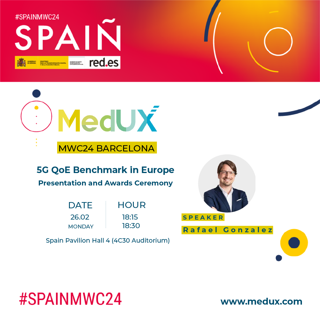 Figure 1. MedUX presentation of 5G QoE Benchmark in Europe in Spain Pavilion